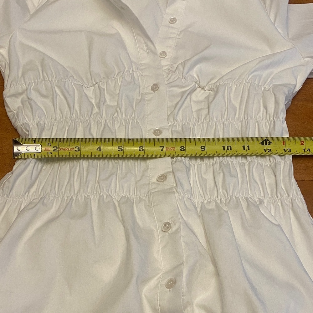 Princess Polly Stellaria Ruched Long Sleeve White Button-Up Mini Dress - Picture 5 of 7